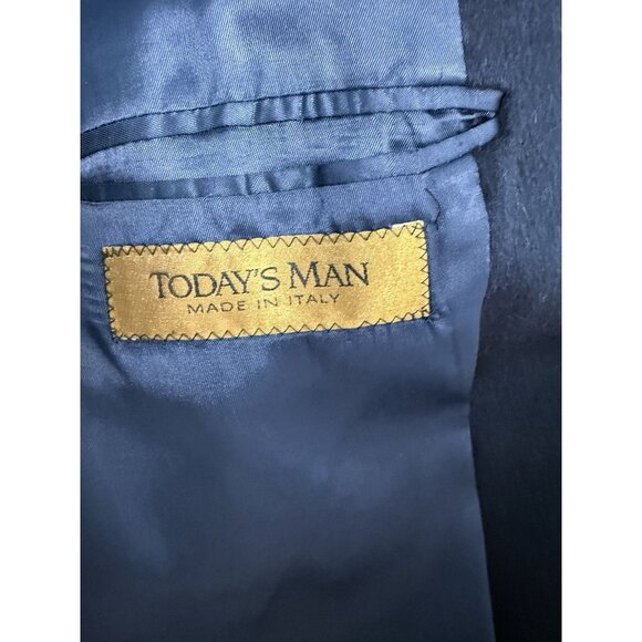 Todays Man Mens Cashmere Blazer 40L Solid Black Sport Coat Made in Italy - Picture 10 of 14